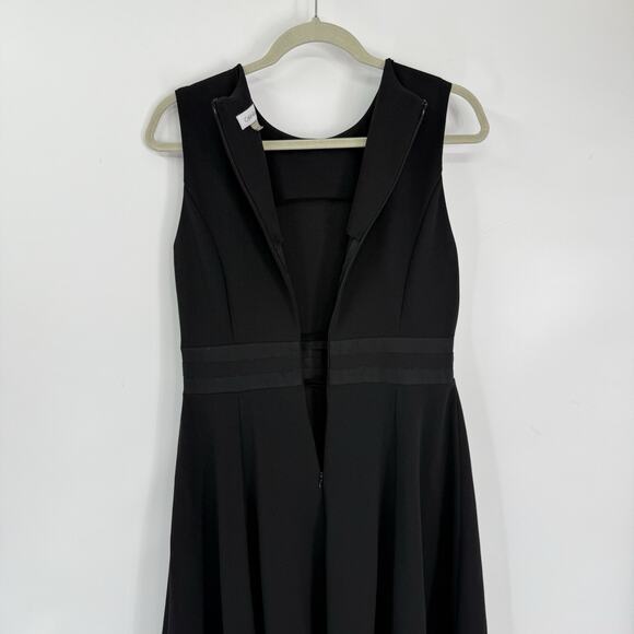 Calvin Klein Black Fit Flare Dress Sleeveless Mesh Hem Size 10 Business Party - Picture 9 of 13
